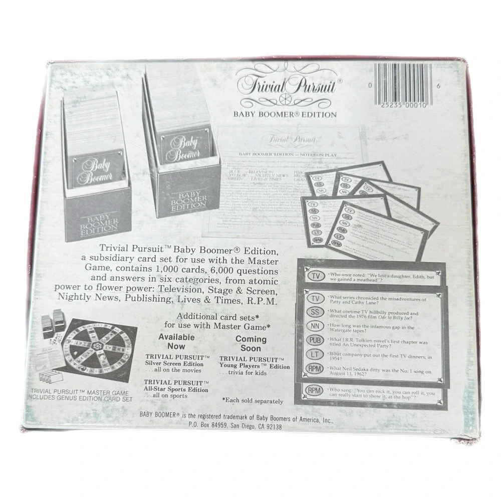 Trivial Pursuit Baby‎ Boomer Edition Card Set, Vintage Card Set